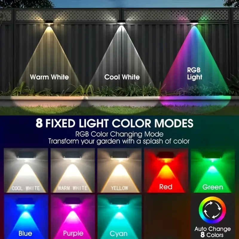 Solar Powered Garden Wall Lights with Sloped Design and 9 Modes