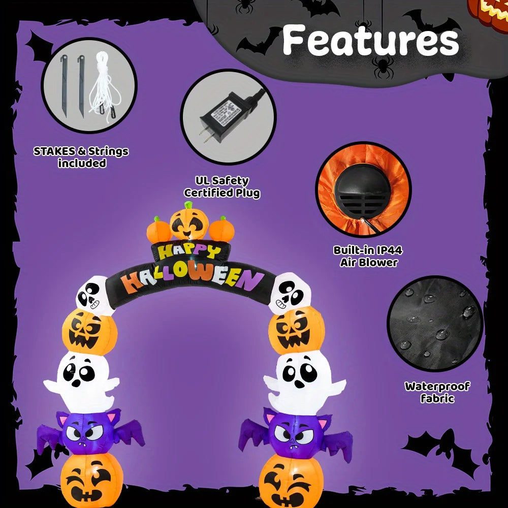 Halloween Pumpkin Archway Inflatable Outdoor Yard Decoration With LED Lights