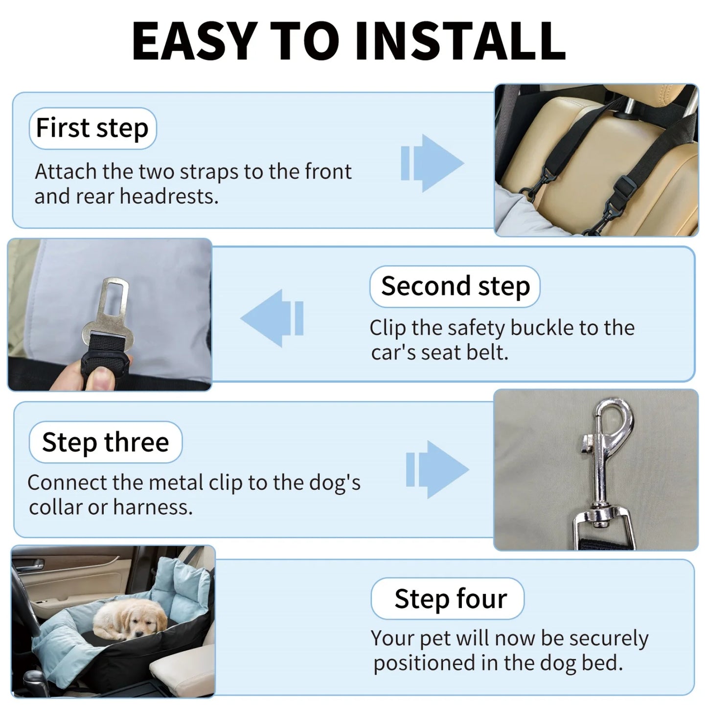 BINGOPAW Dog Car Seat For Small Dogs Washable Carrier Bed