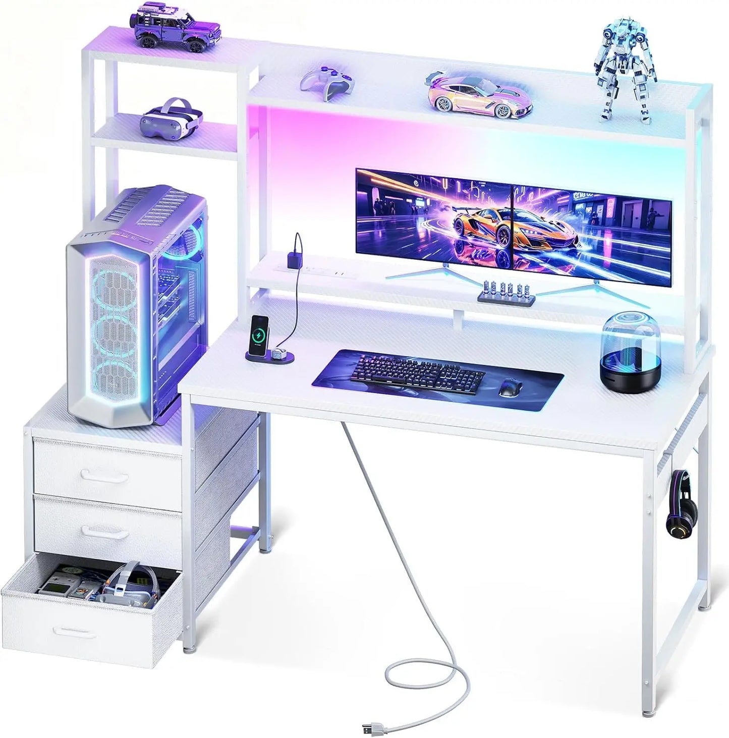 Casaotta 48 Inch Reversible Gaming Desk With Led Light