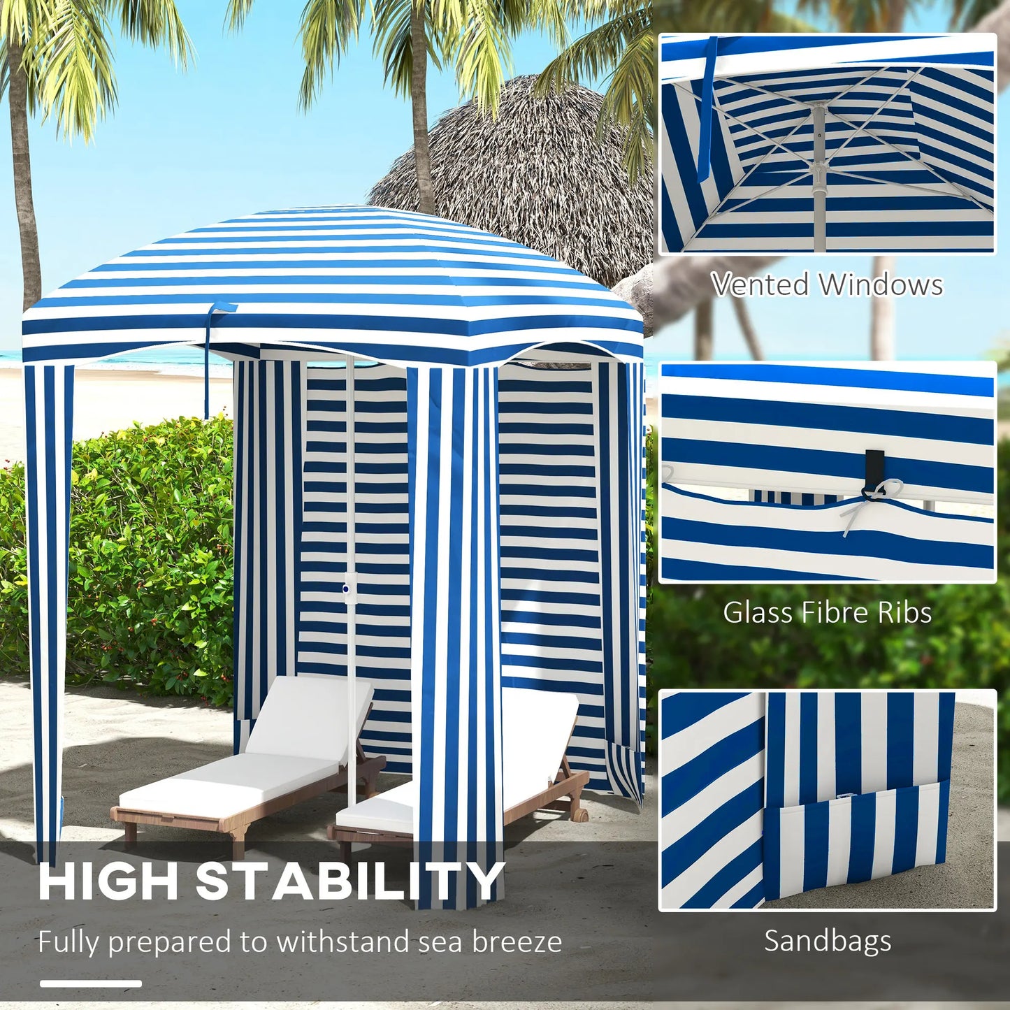 Beach Cabana Umbrella With Bag And Windows Shelter