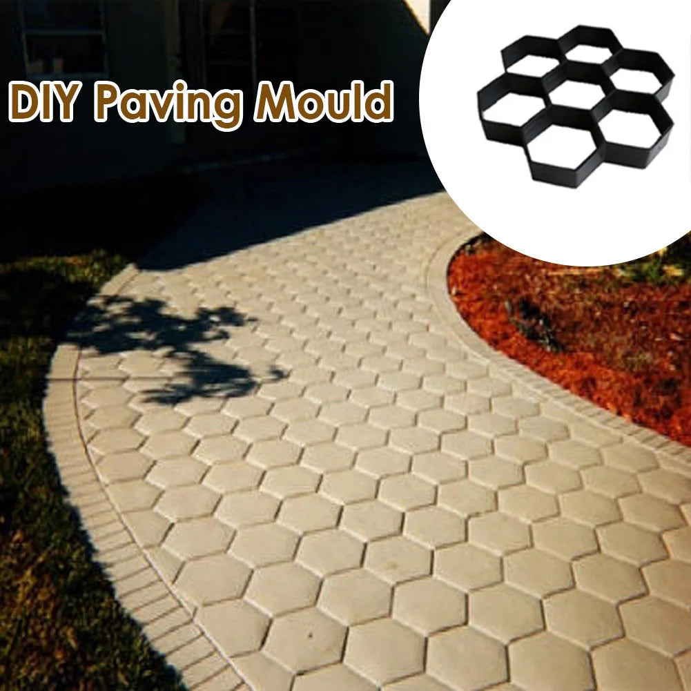Home Garden Walk Pavement Cement Mould 7 Grid Reusable Stone Road Concrete Molds for Home Garden Paving