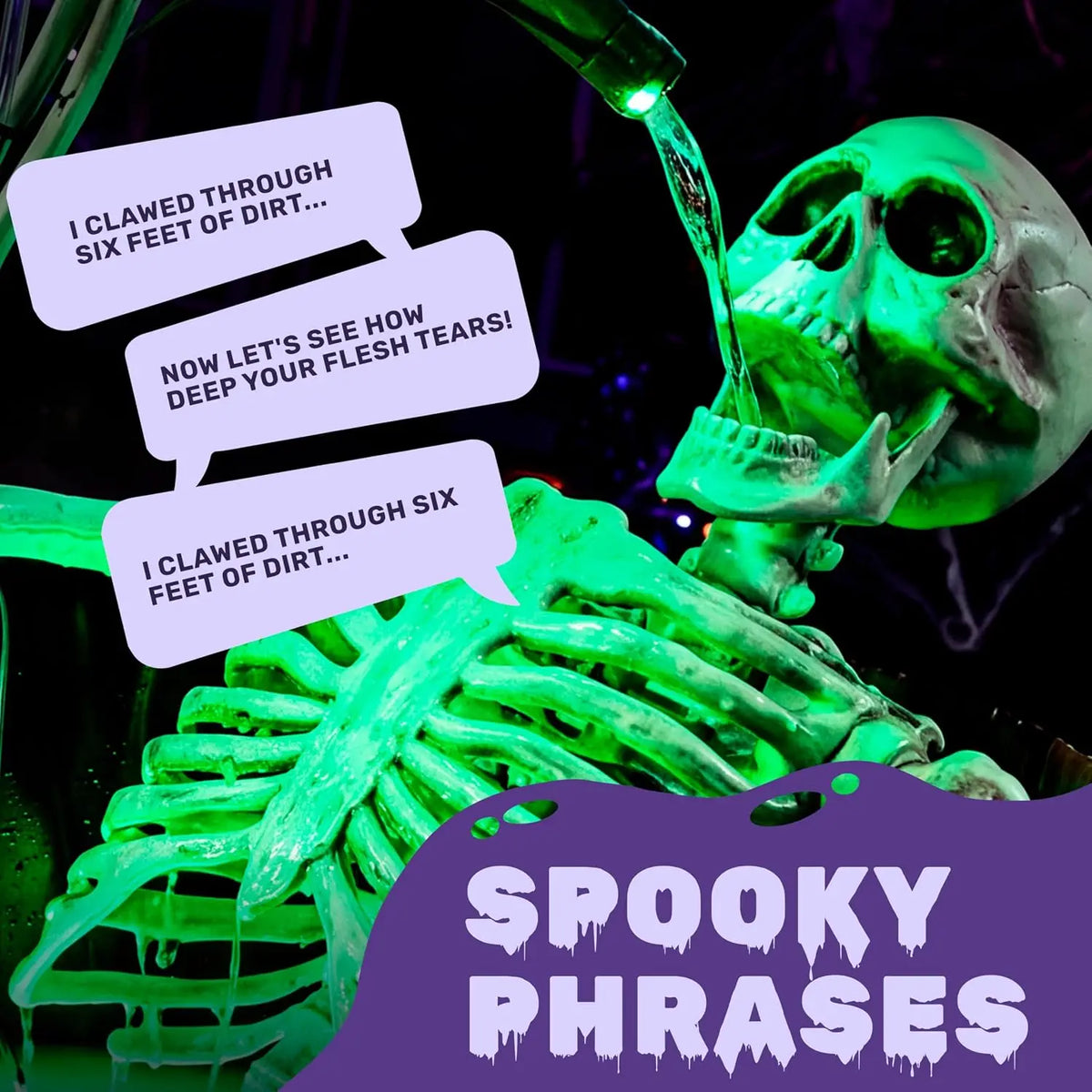 Halloween Animatronic Skeleton With Endless Pouring Effect and Spooky Sounds