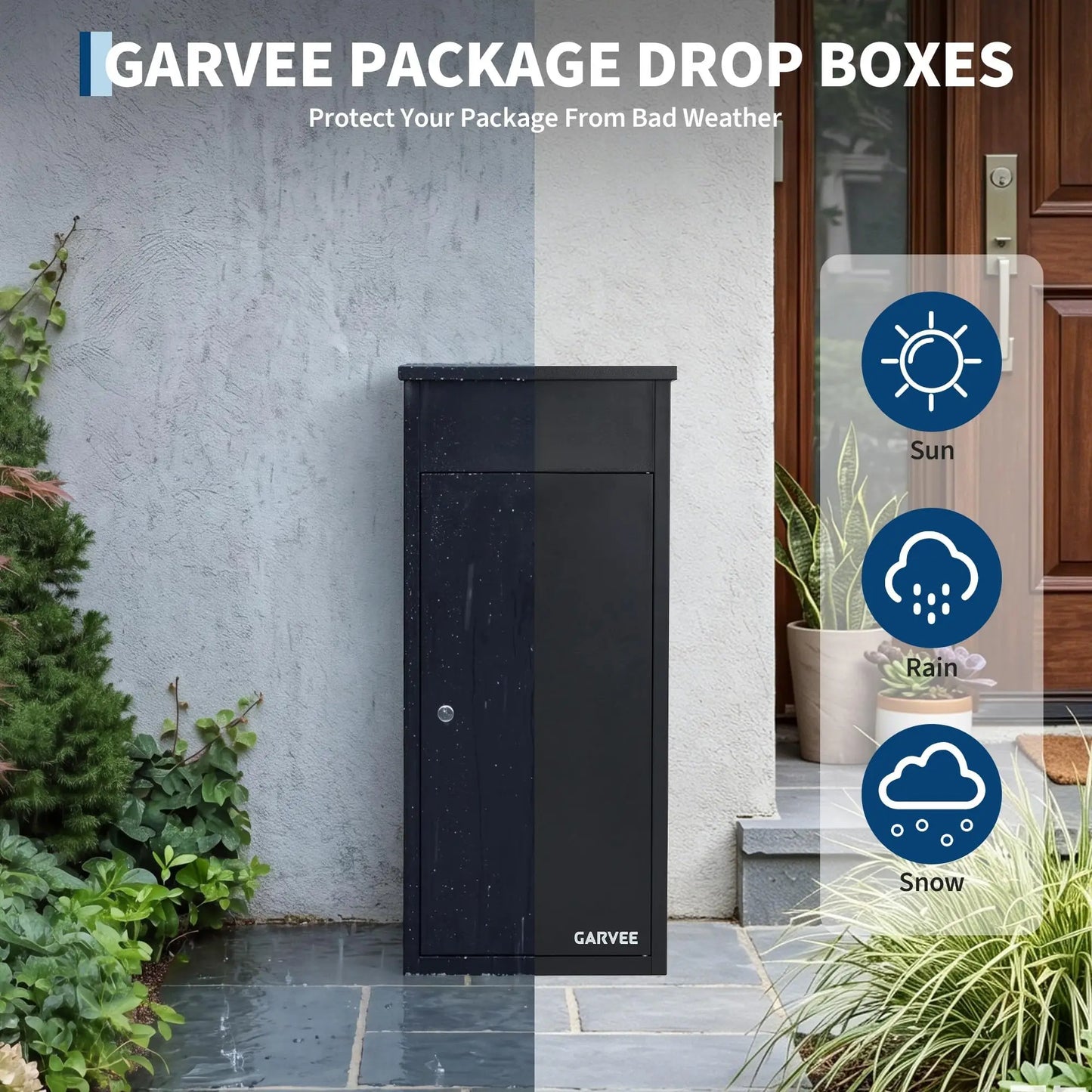 HiMISS Outdoor Parcel Delivery Box Galvanized Steel Lockable Drop Box Wall Mount