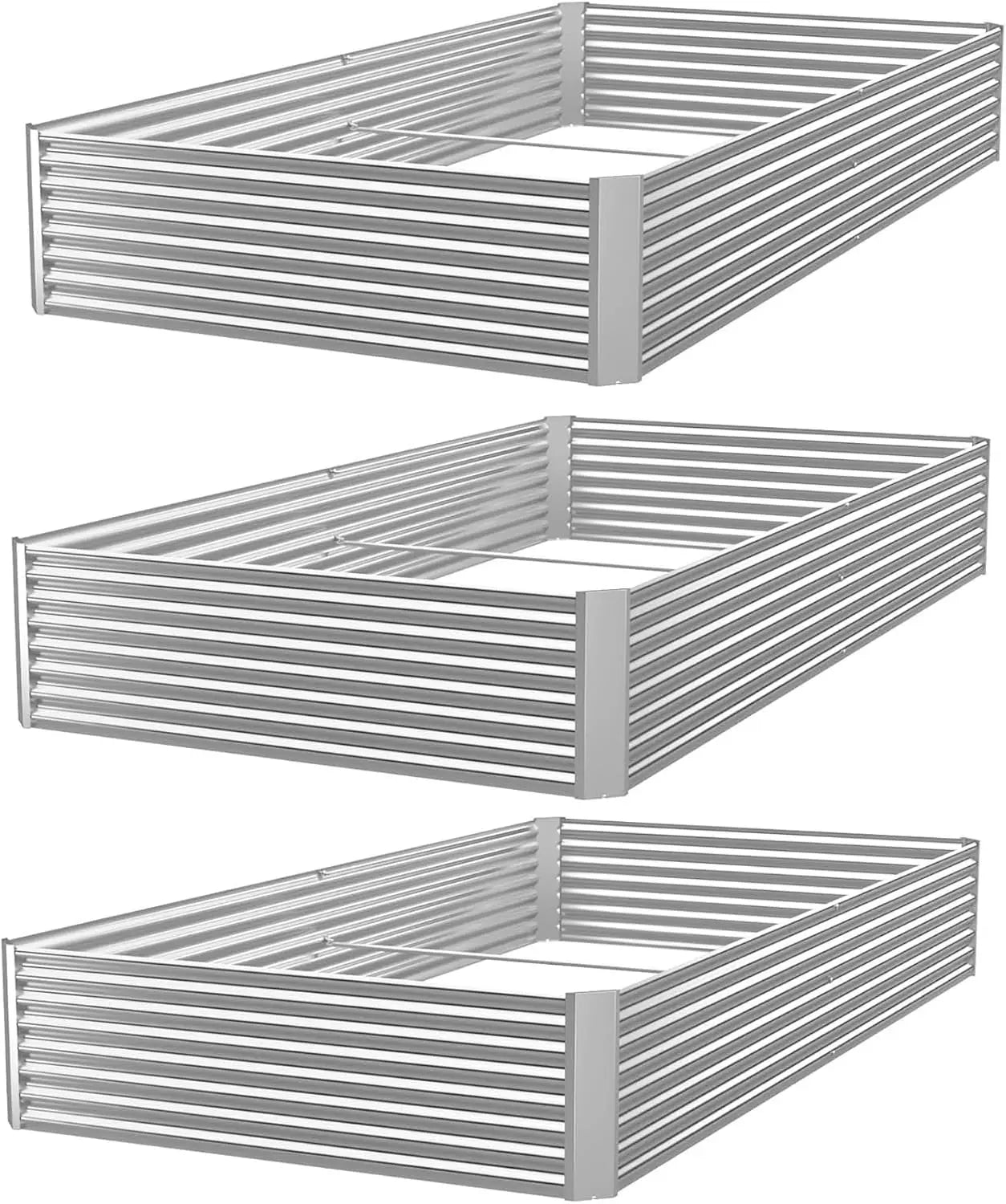 3-Piece Galvanized Raised Garden Bed, Above Ground for Vegetables and Flowers, 36x18 Inch, Easy Assembly