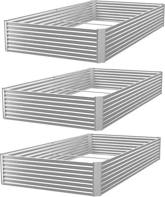 3-Piece Galvanized Raised Garden Bed, Above Ground for Vegetables and Flowers, 36x18 Inch, Easy Assembly