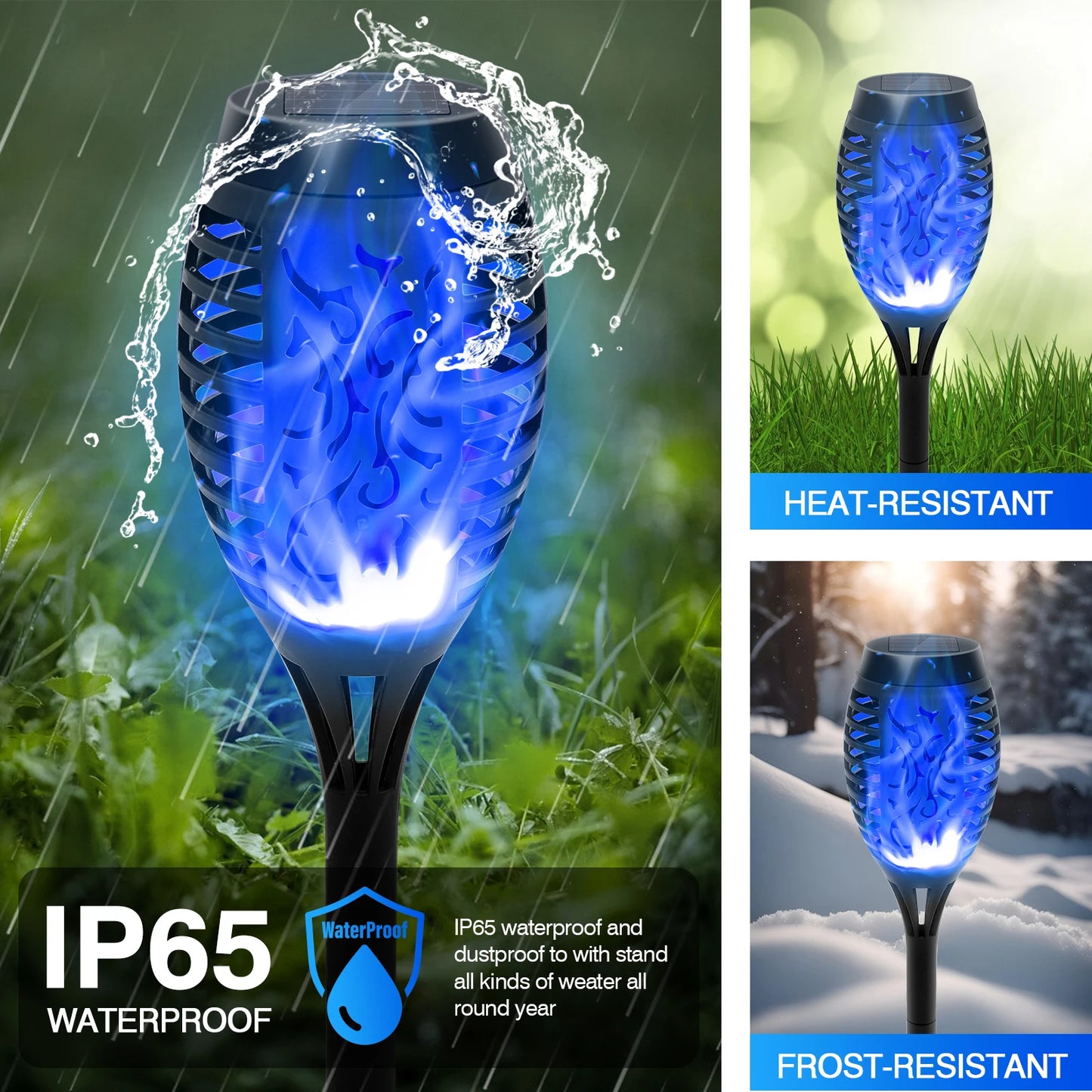 Solar Torch Lights Outdoor Flickering Flame Garden Decor