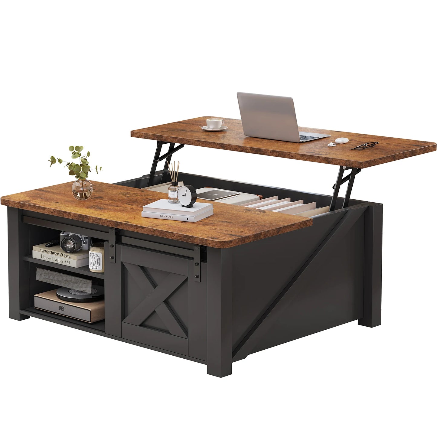 MCQ Wood Lift Top Coffee Table With Adjustable Storage