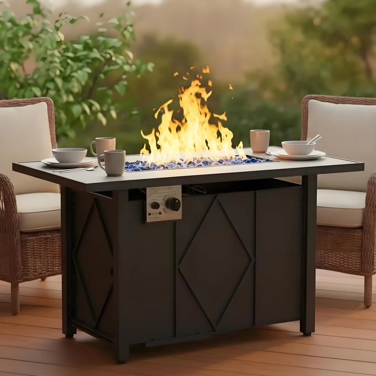 JHK Outdoor Propane Fire Pit Table For Patio 50000 BTU