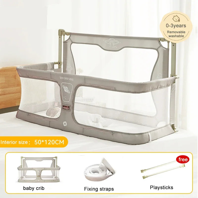 Simple Lightweight Baby Cot Bed Dual Use Bedside Crib