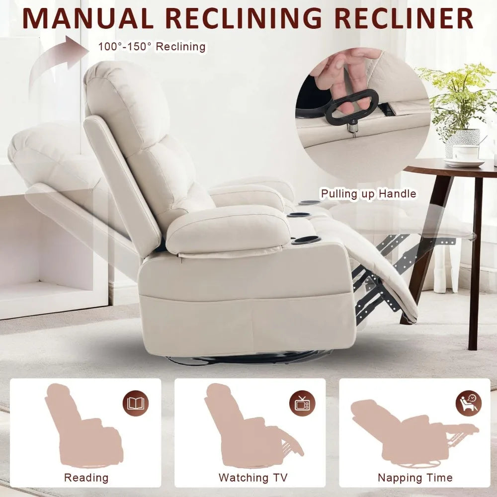 XIAOLANG Rocker Recliner Chair With Heat Massage Cup Holder