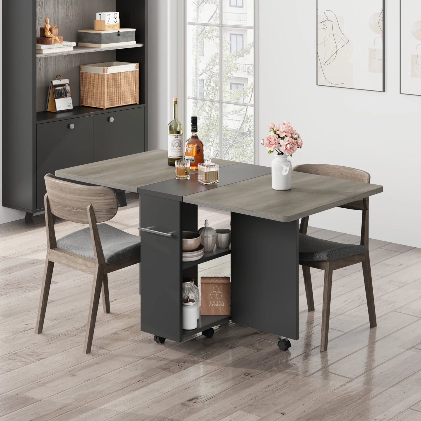 HiMISS Space-Saving Folding Dining Table Drop Leaf And Storage
