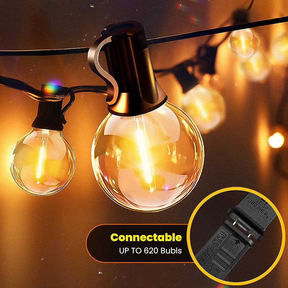 Aiopp G40 LED Globe String Lights Outdoor with US Plug
