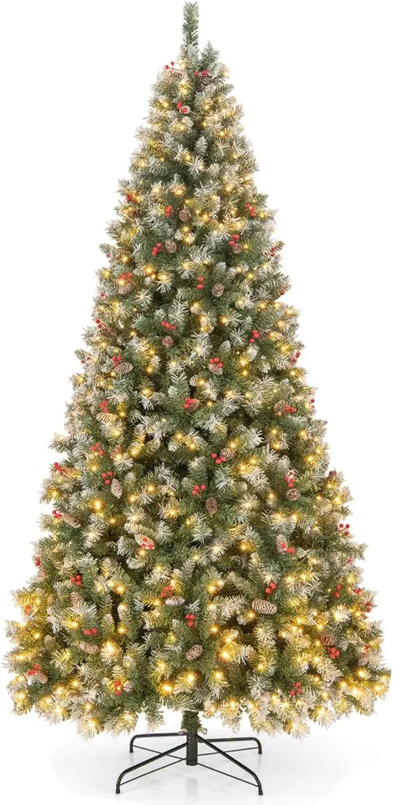 Artificial Prelit Christmas Tree Featuring Warm LED Lights And Hinges