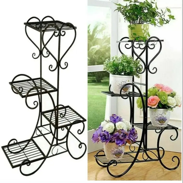4 Tier Metal Plant Stand Indoor Outdoor Garden Rack