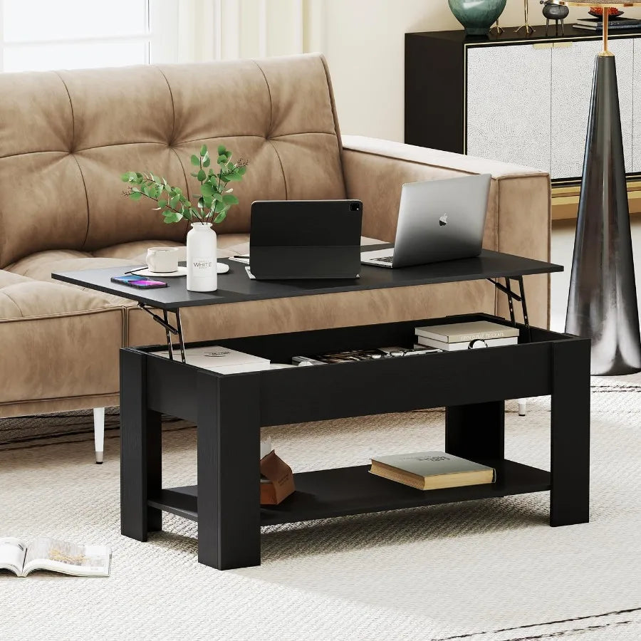 XIUWO Lift Top Coffee Table With Hidden Storage For Living Room