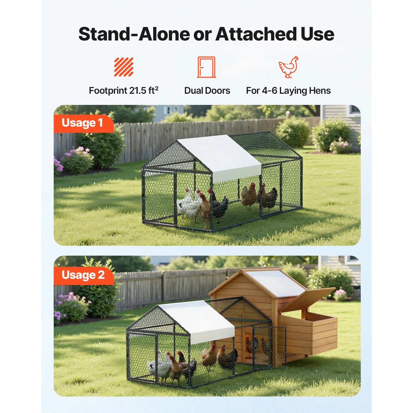 SucceBuy Metal Chicken Coop With Waterproof Cover And Doors
