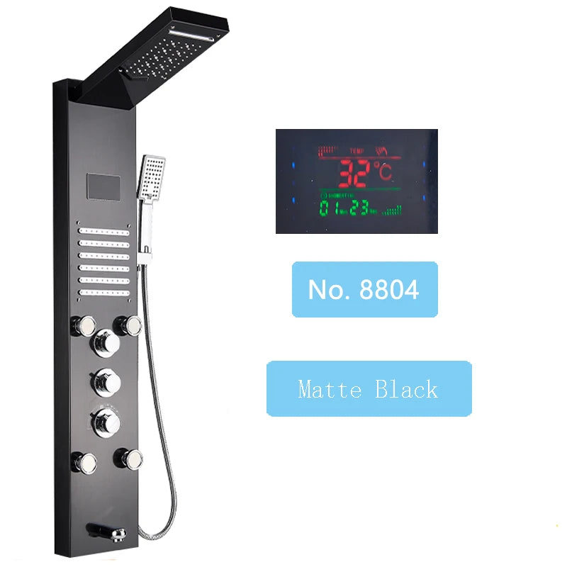 Shinesia LED Shower Panel With Rainfall And Massage Jets