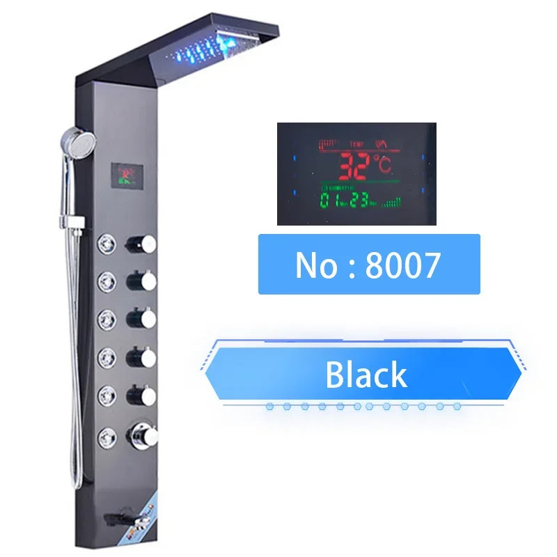 Shinesia LED Shower Panel With Waterfall Rainfall And Massage Jets