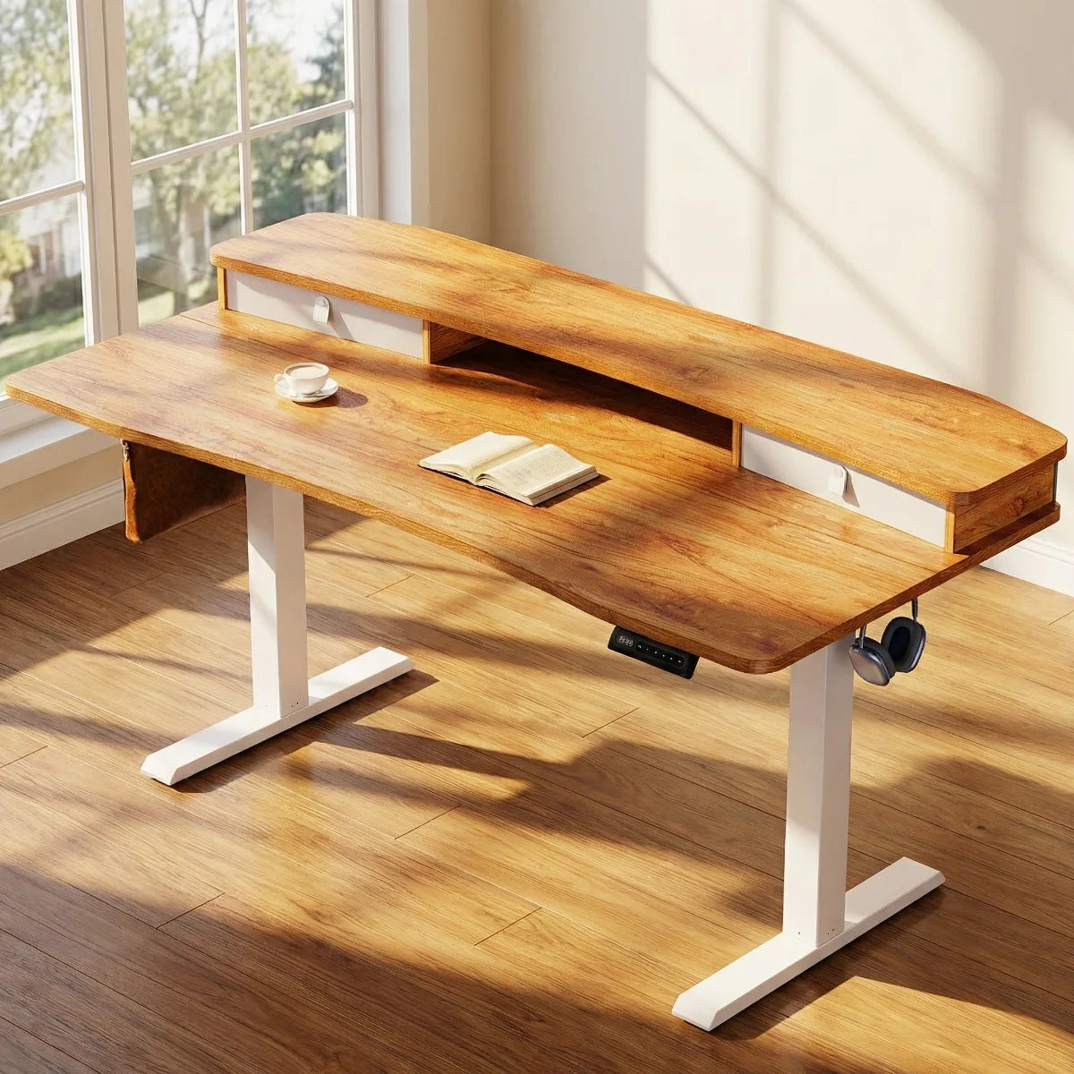 K Kyspho 60x30 Electric Standing Desk With 2 Drawers