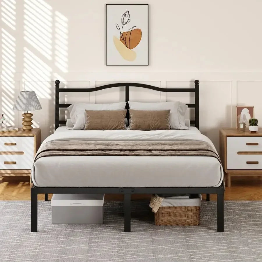 Inch Full Size Bed Frame with Headboard, Heavy Duty Metal Platform Bed Frame Full Size Mattress Foundation with Sturdy Steel Sl