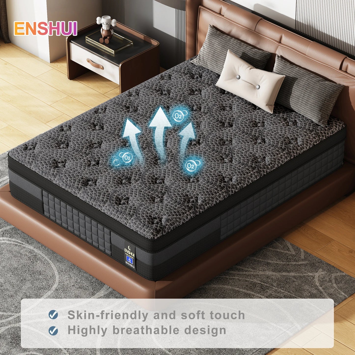 Memory Foam and Spring Hybrid Mattress With Lumbar Support