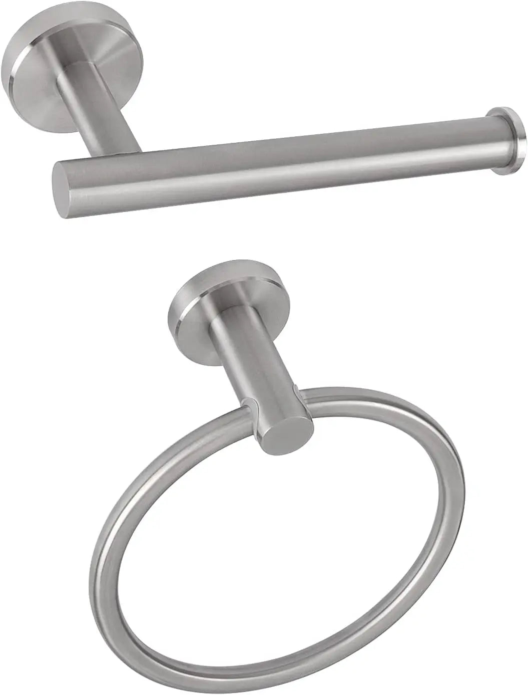 Bathroom Towel Ring and Toilet Paper Holder Set, Brushed Nickel Stainless Steel, Wall Mounted