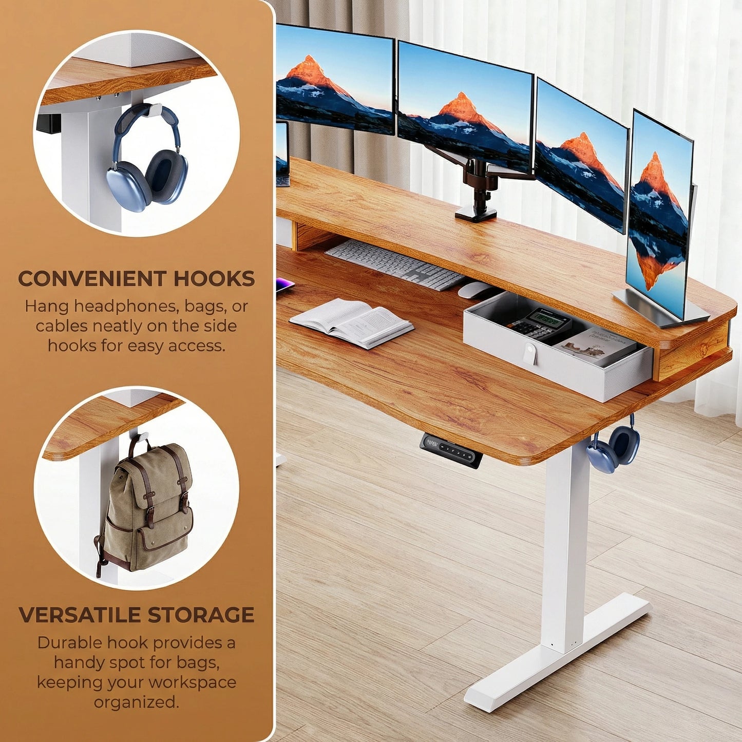 K Kyspho 60x30 Electric Standing Desk With 2 Drawers