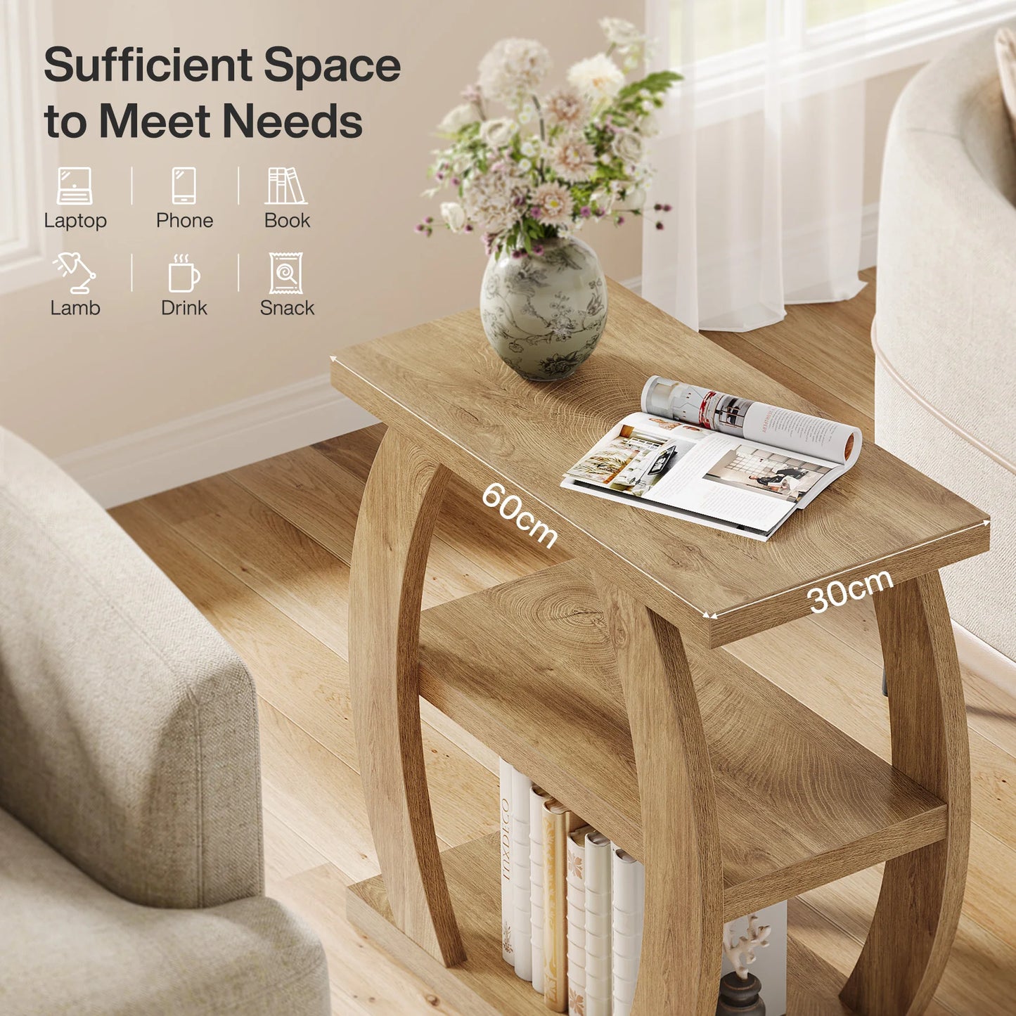 Tribesigns 3 Tier End Table With Storage For Small Spaces