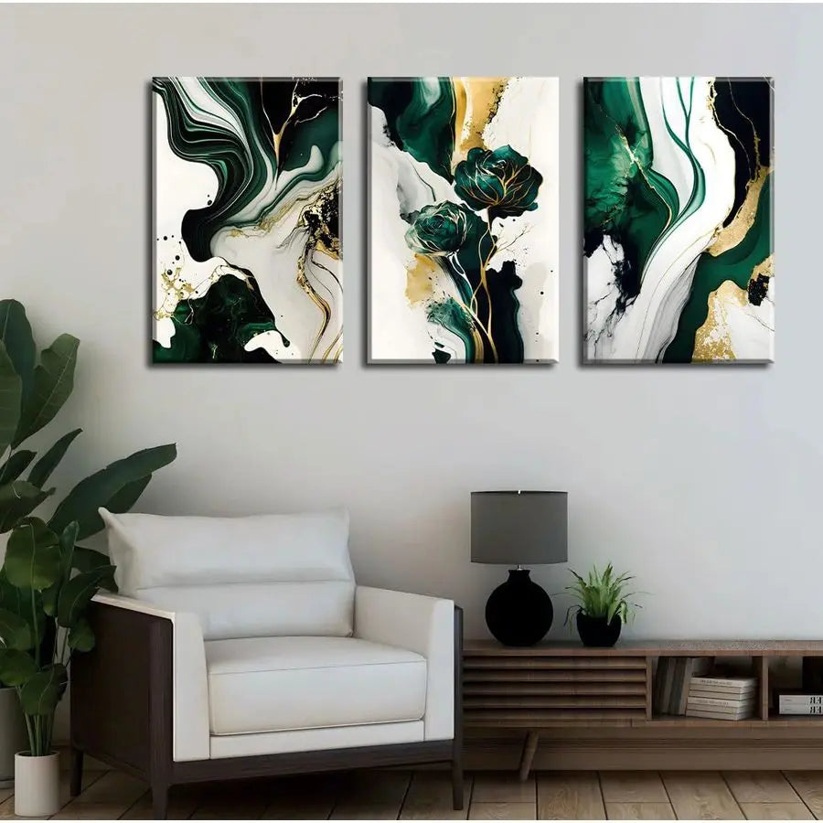 Framed Abstract Marble Wall Art Modern Canvas Print