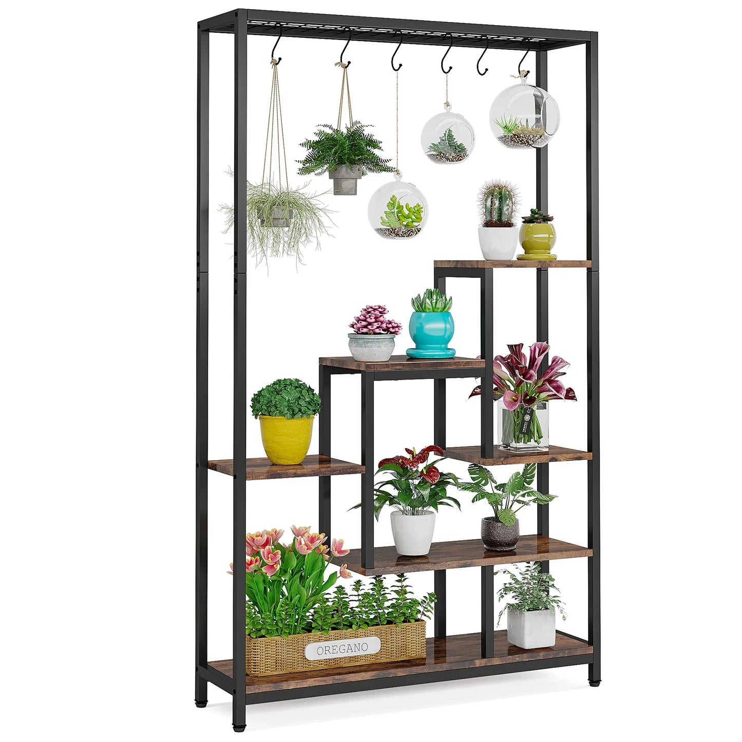 Tribesigns 5-Tier Indoor Plant Stand With Hanging Hooks