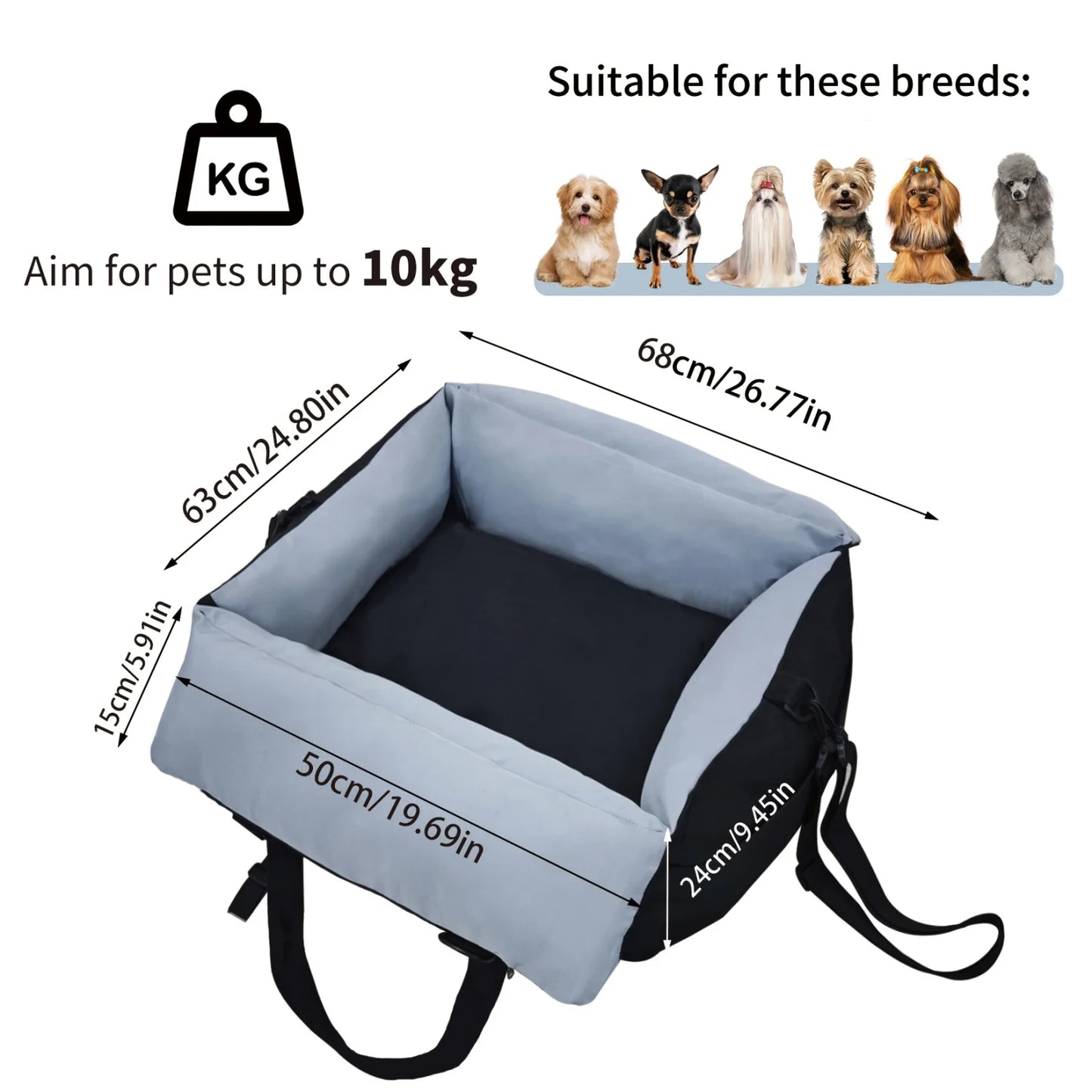 BINGOPAW Dog Car Seat For Small Dogs Washable Carrier Bed