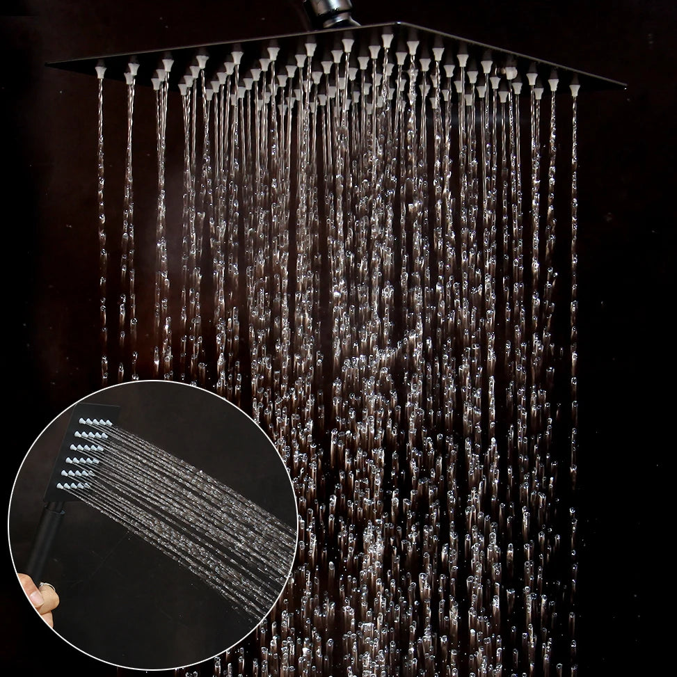 KEMAIDI Rainfall Shower Bathtub Faucet Set With Mixer And Shelf