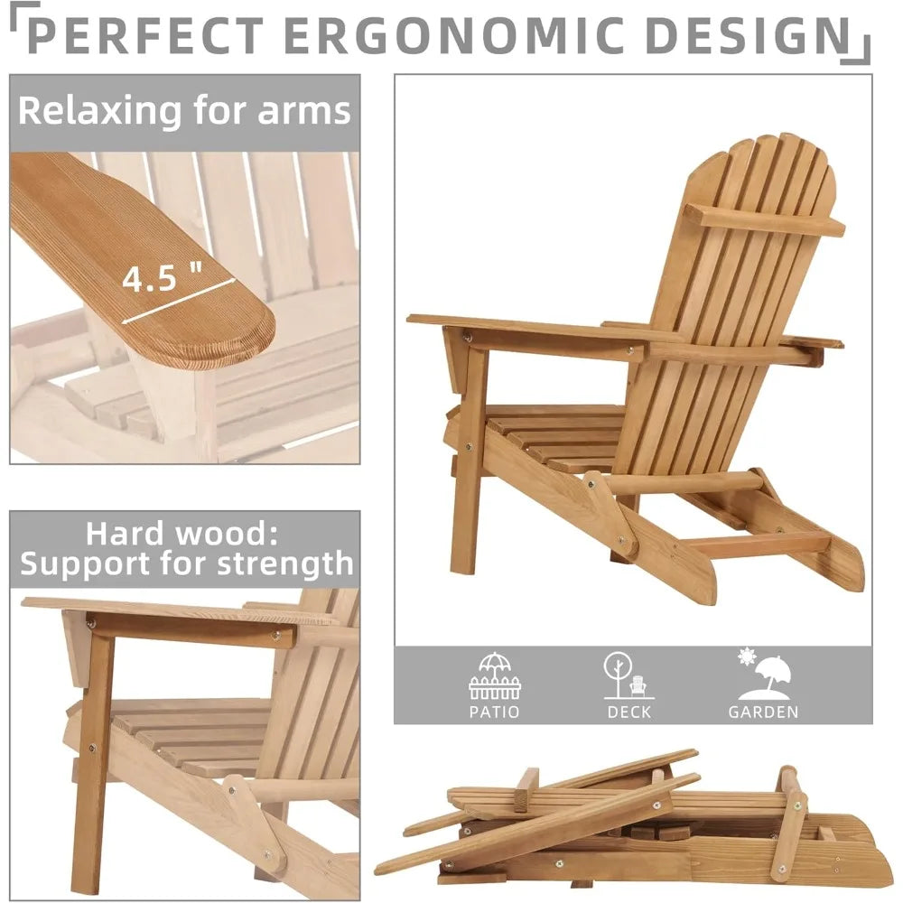 Outdoor Wooden Folding Chairs Set of 2 Cedar Patio