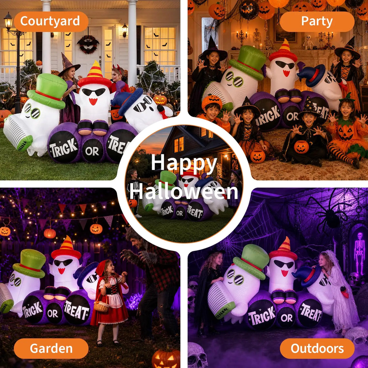 HiMISS Halloween Ghost Band Inflatable Yard Decor With LED Lights
