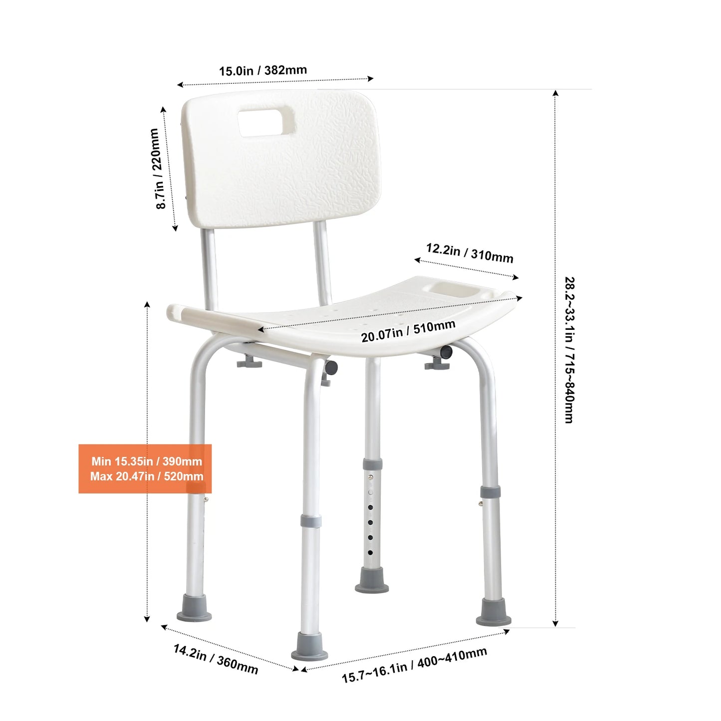 SucessBuy Adjustable Height Shower Seat Bench For Elderly