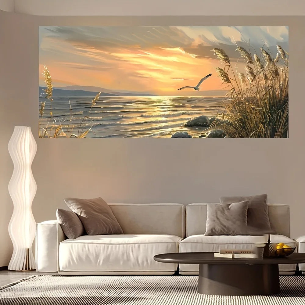 Sunset Beach Art Seascape Canvas Painting For Home Decor