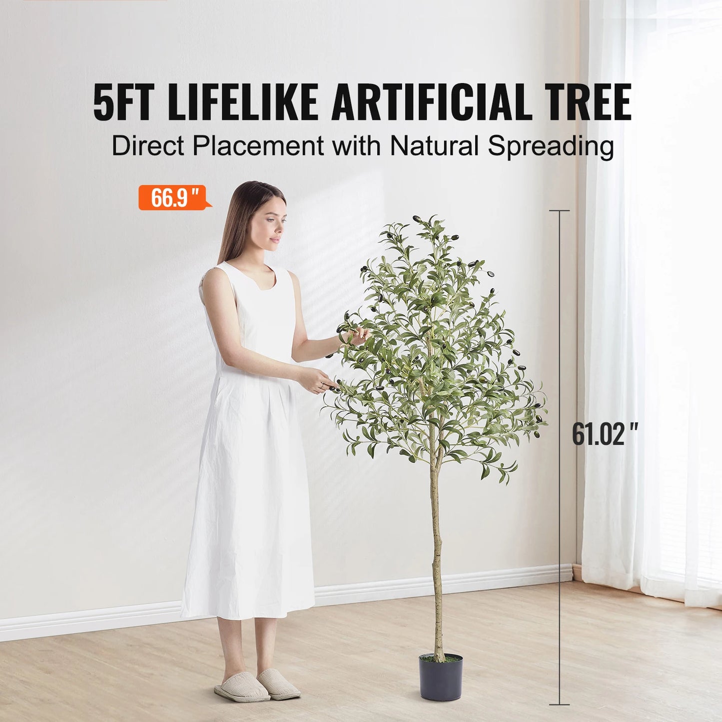 SucceBuy Artificial Olive Tree Tall Faux Plant With Anti Tilt Protection