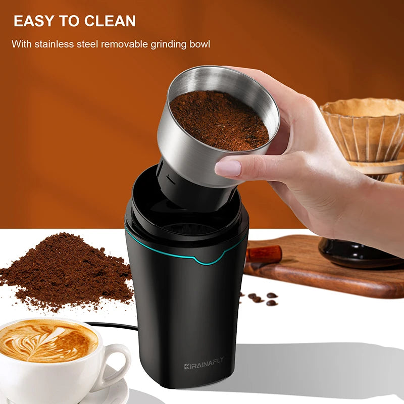 KIRAINAFLY Professional Coffee Grinder With Removable Stainless Steel Cup