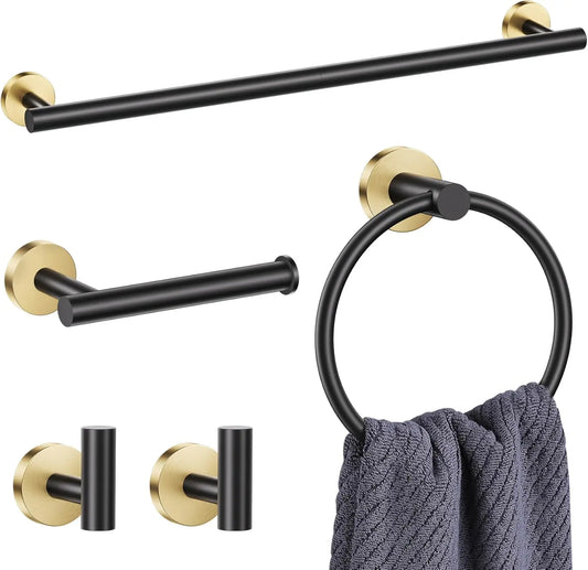 Black Gold Bathroom Hardware Set By Stainless Steel