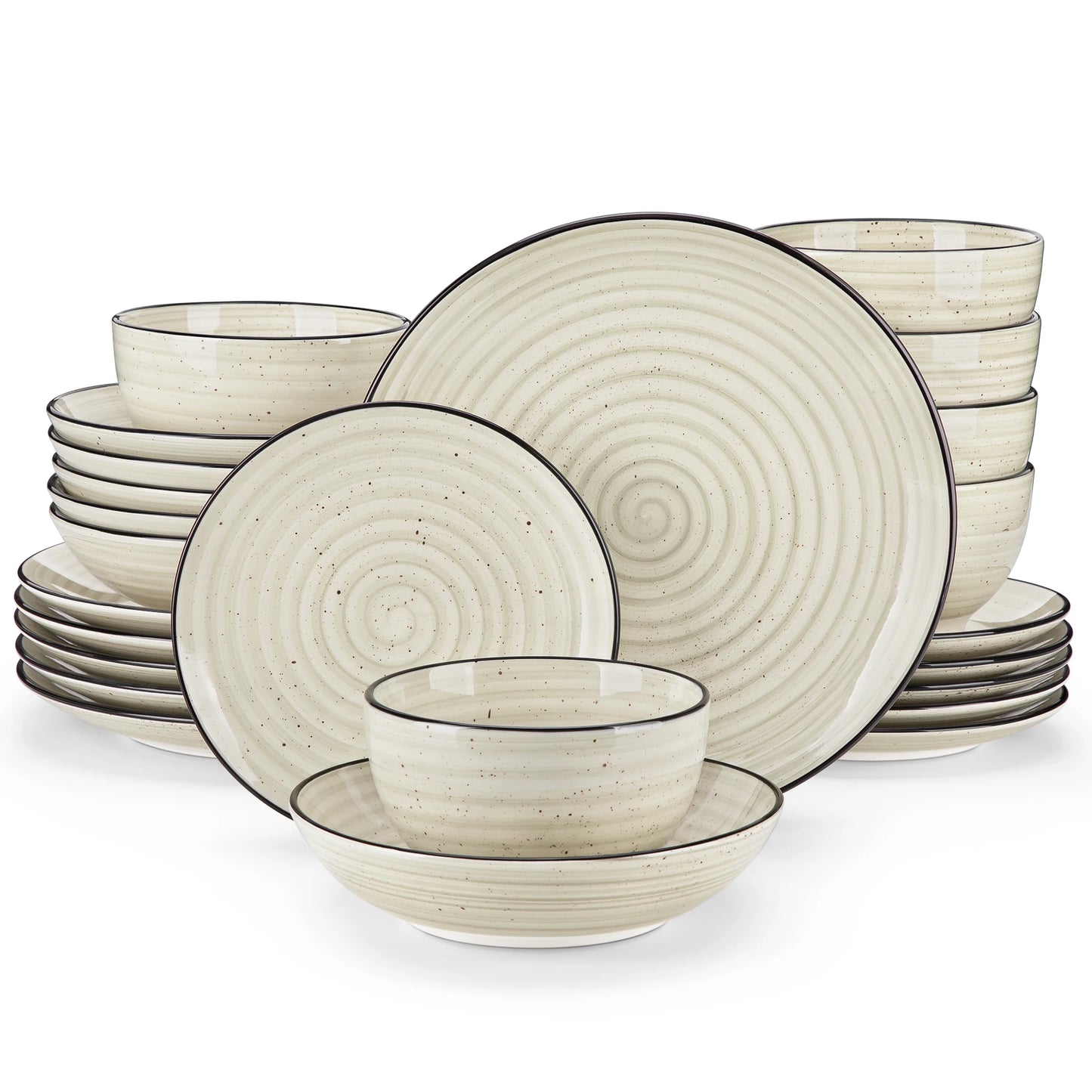 Malacasa Ceramic Dinnerware Set Handpainted Spiral Design