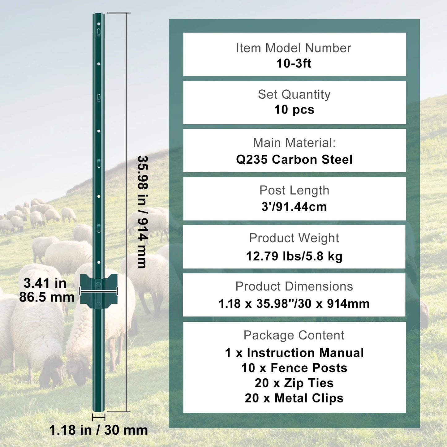 SucceBuy Heavy Duty T Post Fence Stakes Steel Garden Fence