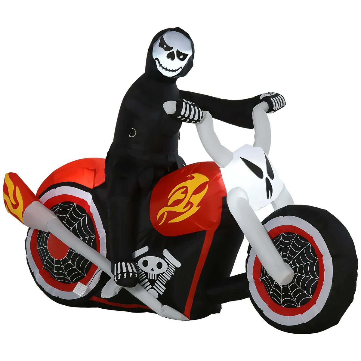 HOMCOM Inflatable Halloween Grim Reaper Biker Outdoor LED Decoration
