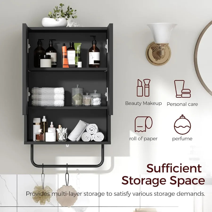 XIUWO Wall Mounted Medicine Cabinet With Towel Bar