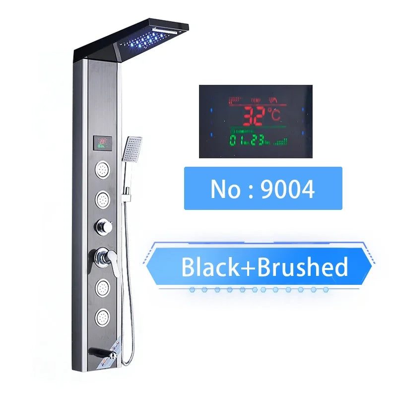 Shinesia LED Shower Panel With Waterfall Rainfall And Massage Jets
