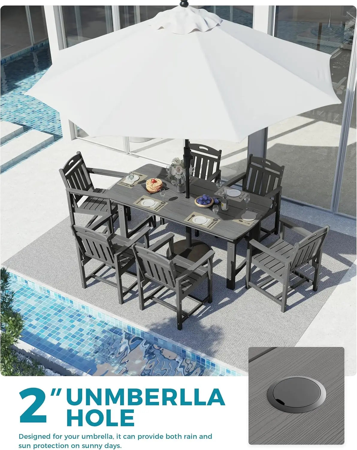 Outdoor 7 Piece Patio Dining Set All Weather Furniture