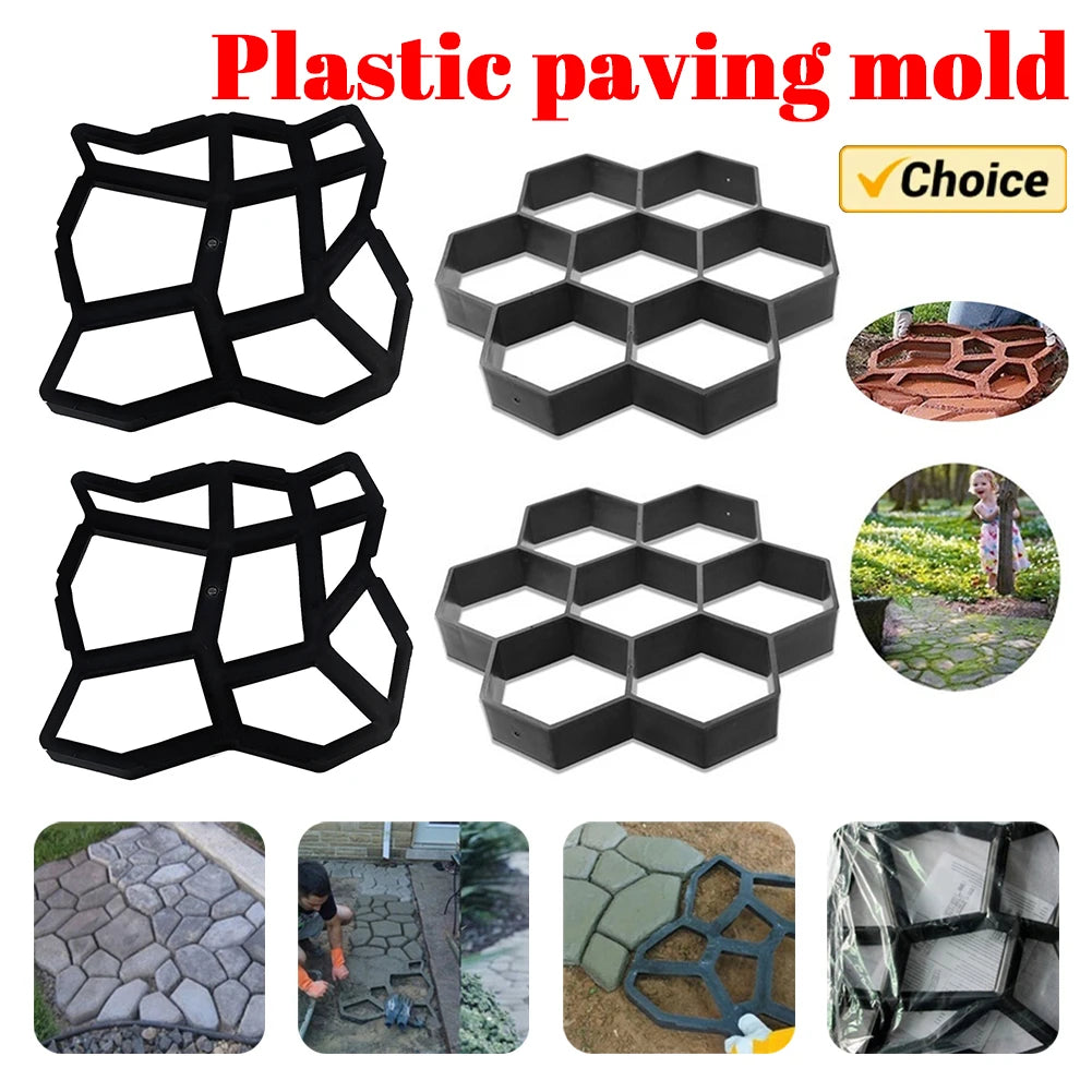 Home Garden Walk Pavement Cement Mould 7 Grid Reusable Stone Road Concrete Molds for Home Garden Paving