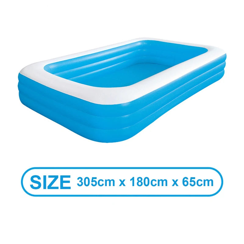 Kmoist Inflatable Rectangular Pool Large Family Outdoor Bathing Tub