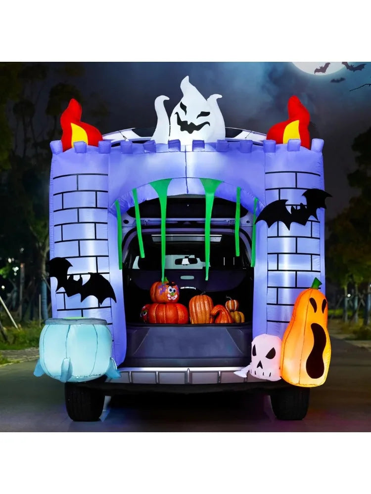 Halloween Haunted Castle Inflatable Outdoor Decoration With Led Lights