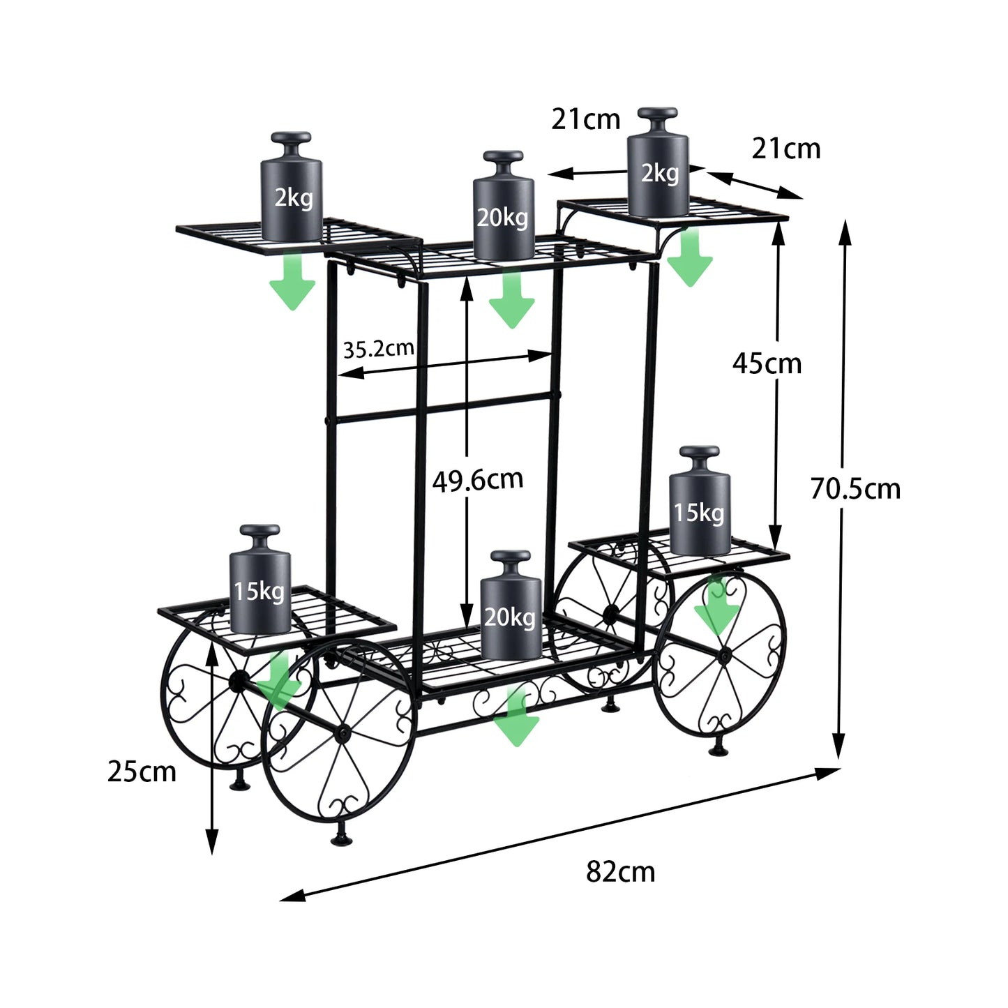 Parisian Style 6-Tier Metal Garden Cart Plant Stand Indoor Outdoor